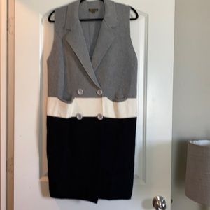 Baciano grey cream and black wool blend dress